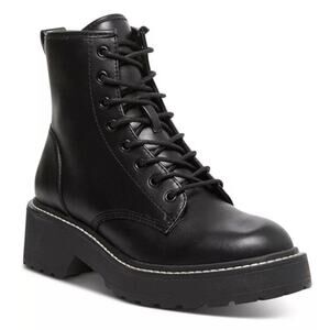 Black Combat Boots Lace Up Comfort Cushion Sole Women Size 11